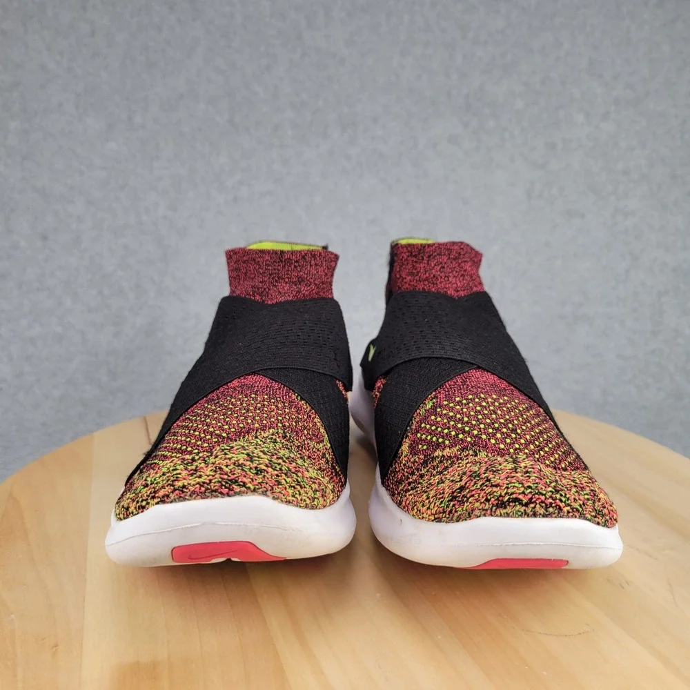Nike Free RN Motion Flyknit 2017 Women 9.5 Multi-Color Black Volt 880846-004
